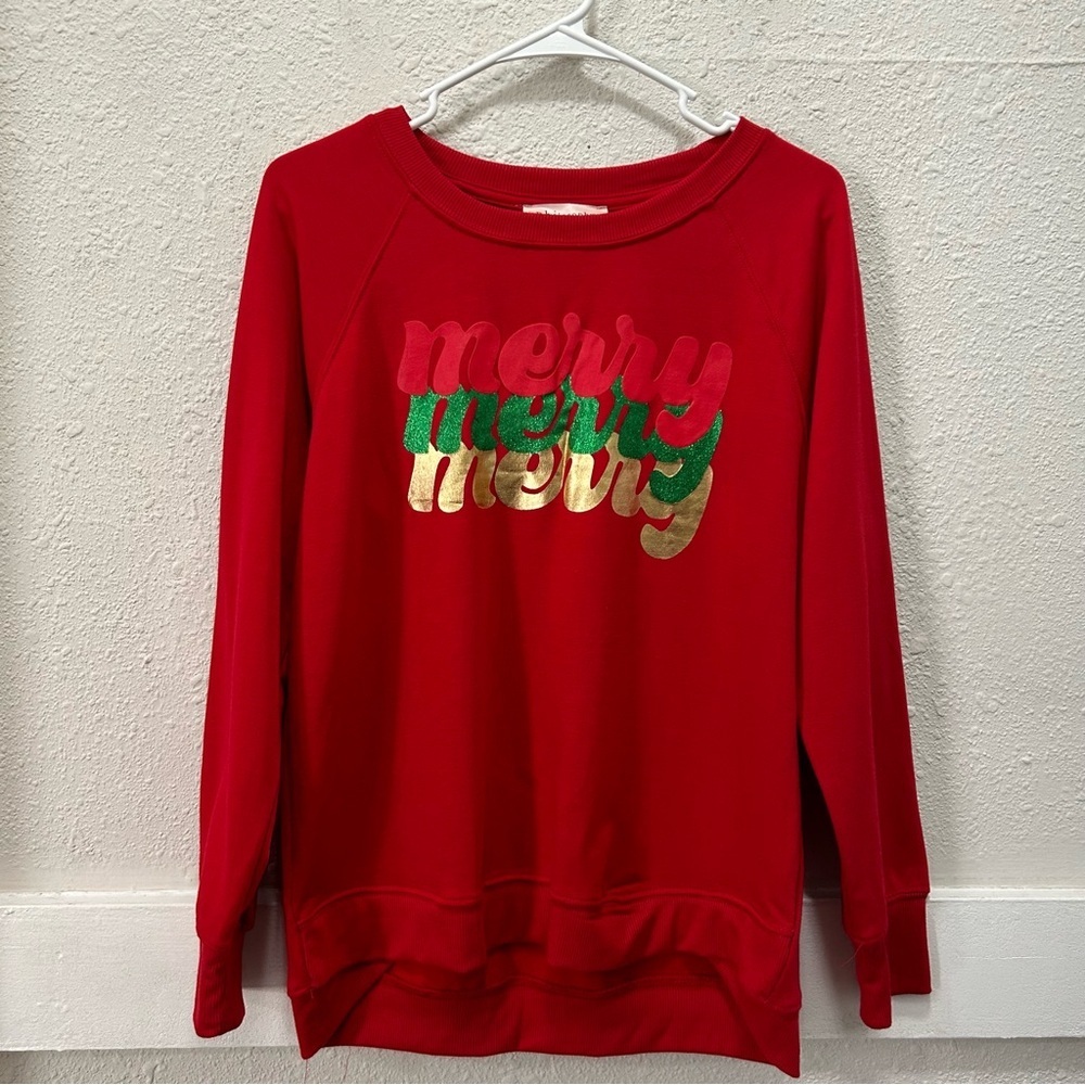 Philosophy Christmas Red "Merry" Light Sweatshirt Medium